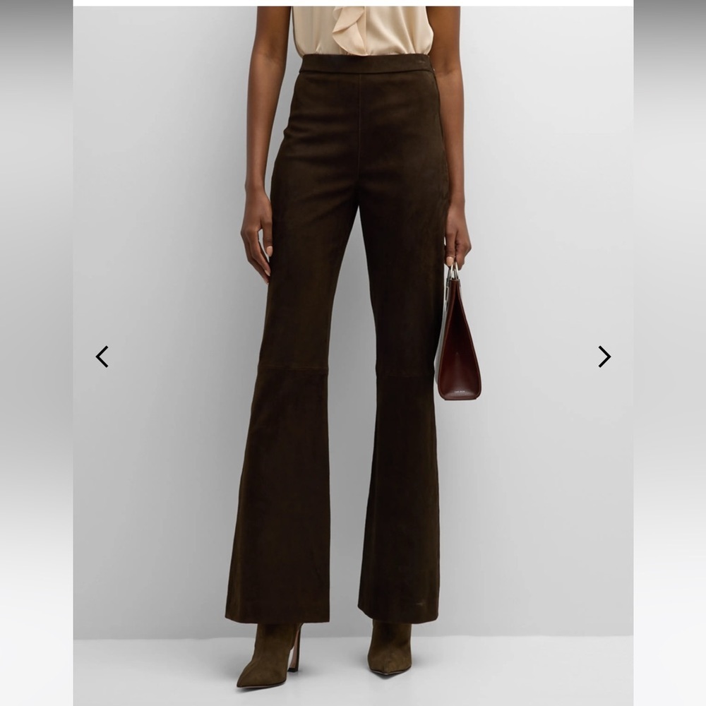 Kobi Halperin Joelle Suede Leather‎ Bootcut Pants Chocolate Brown 2
